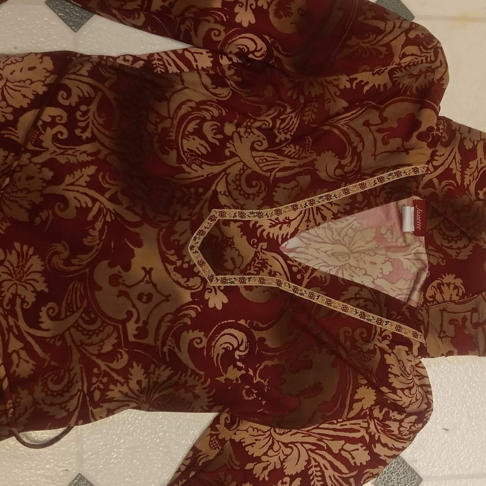 Zara Red and Gold Patterned Blouse